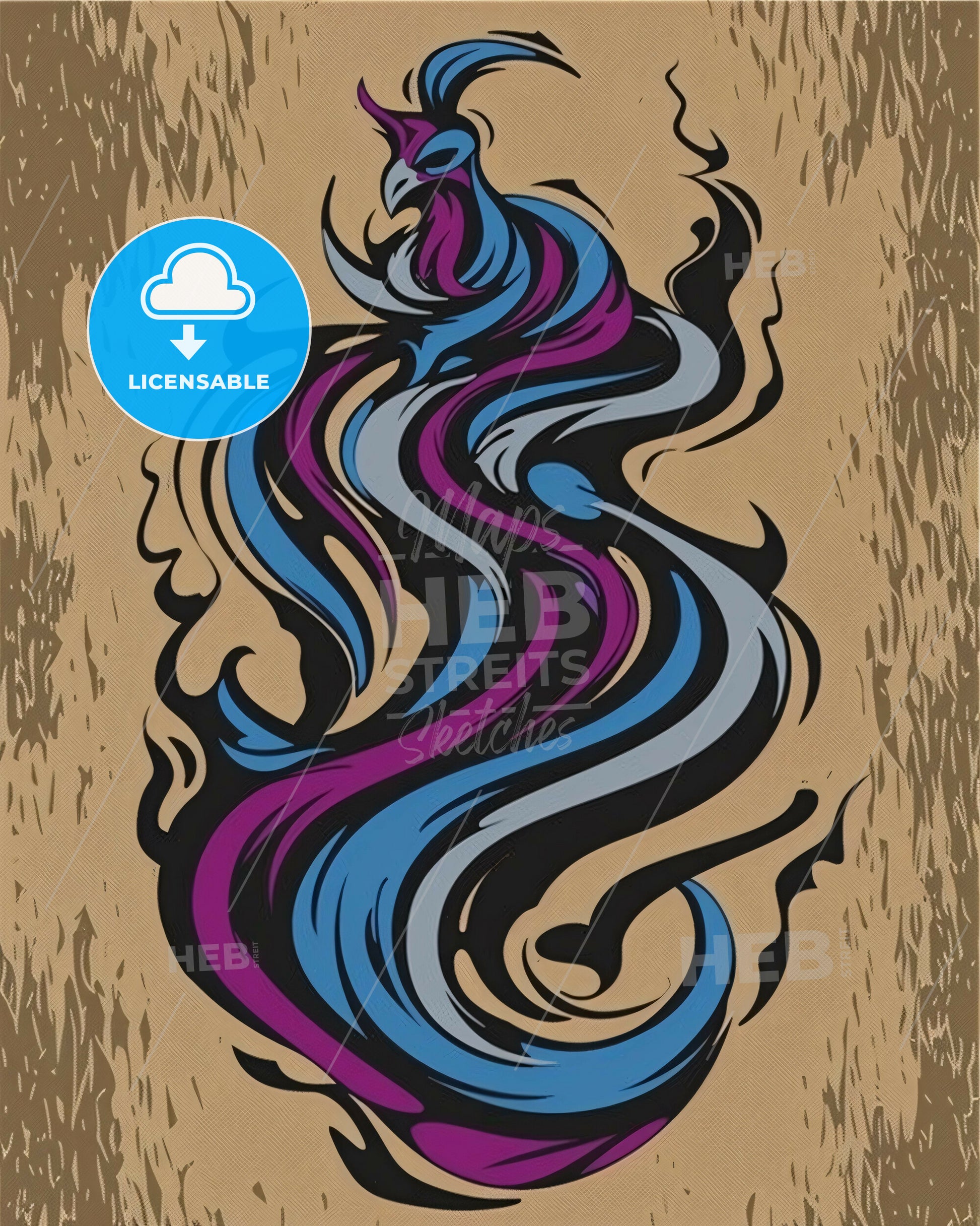 Peacock Symphony in Lines and Color - A colorful bird with a long tail