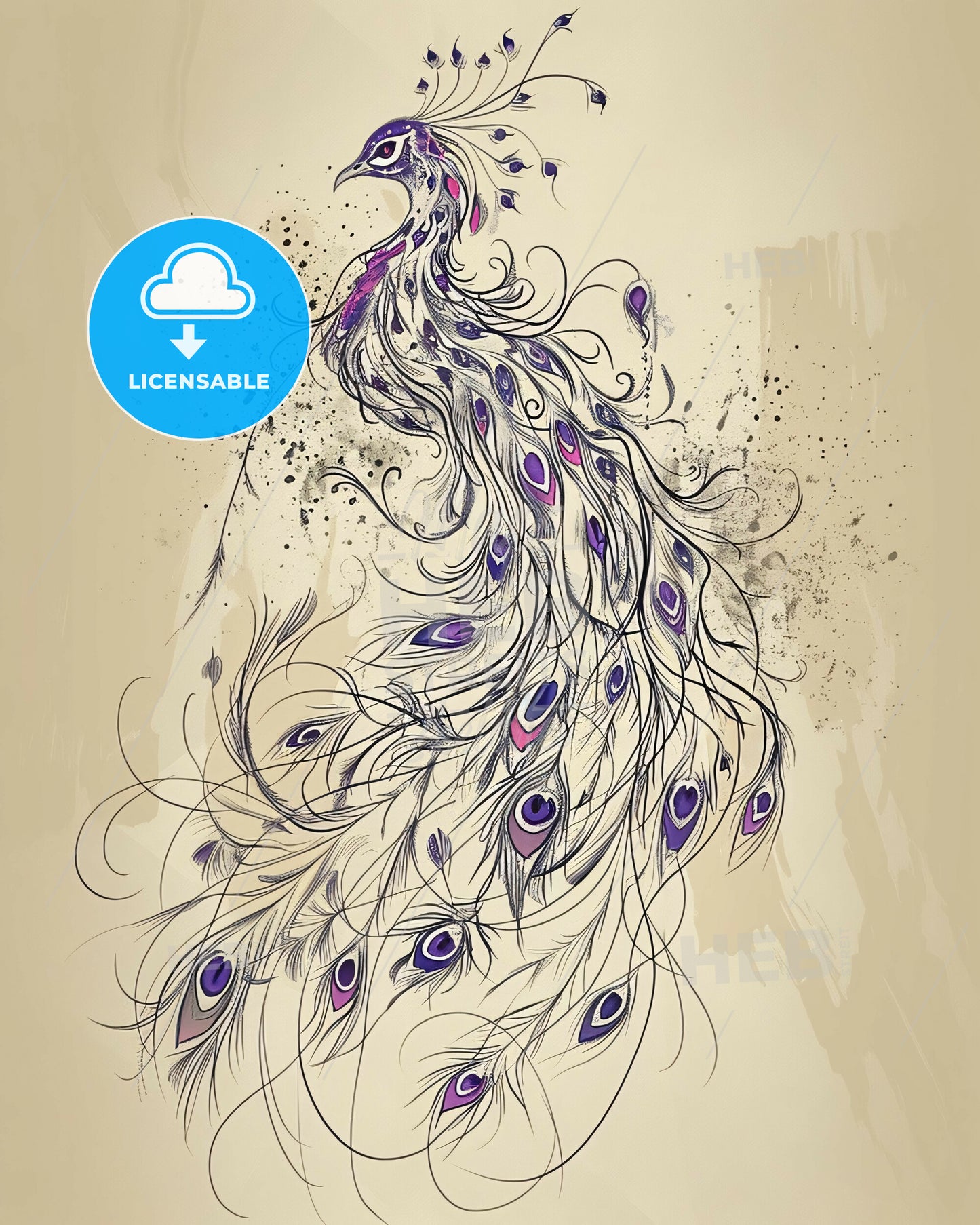 Peacock Rhapsody: Bold Strokes, Serene Serenity - A drawing of a peacock