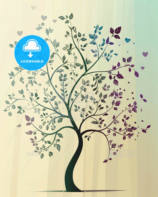 Simple Yet Striking: Pear Tree in Bold Lines - A tree with leaves and hearts