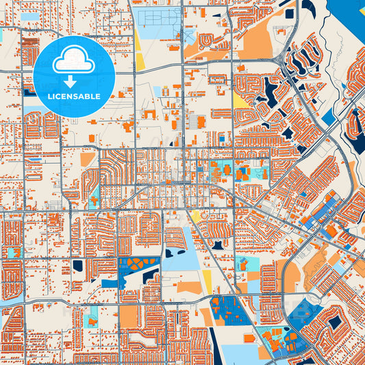 Colorful Pearland Street Map with Labels and Buildings