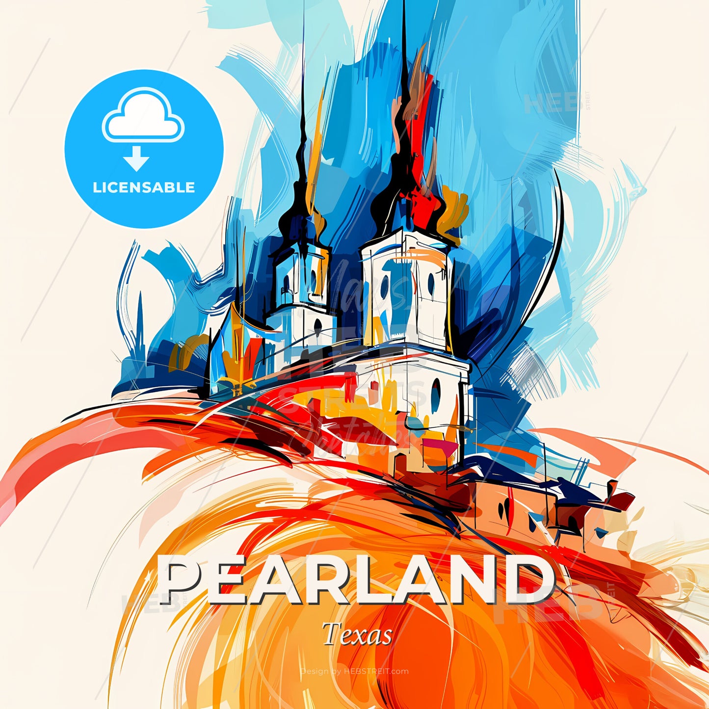 Vibrant Pearland, Texas - A Painting Of A Building - Square format print template