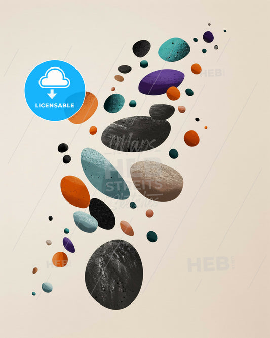 Kinetic Pebbles on Tranquil Waters - A group of colorful rocks