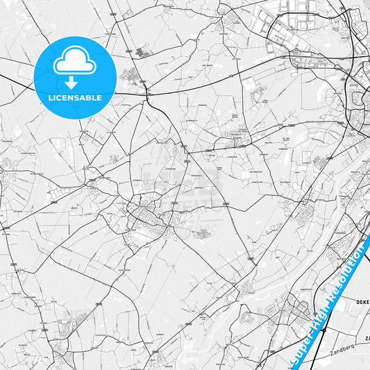 Peel en Maas, Netherlands light map with streetnames, citynames and districts