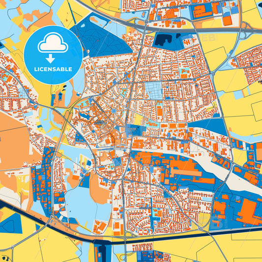 Colorful Peine Street Map with Labels and Buildings