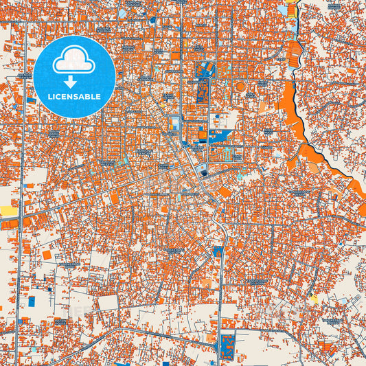 Colorful Pekanbaru Street Map with Labels and Buildings