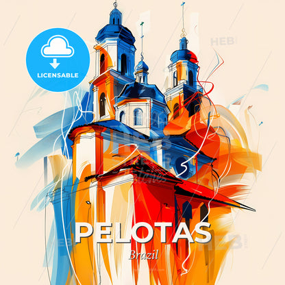 Vibrant Pelotas, Brazil - A Painting Of A Building - Square format print template