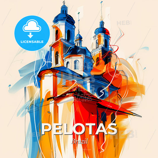 Vibrant Pelotas, Brazil - A Painting Of A Building - Square format print template