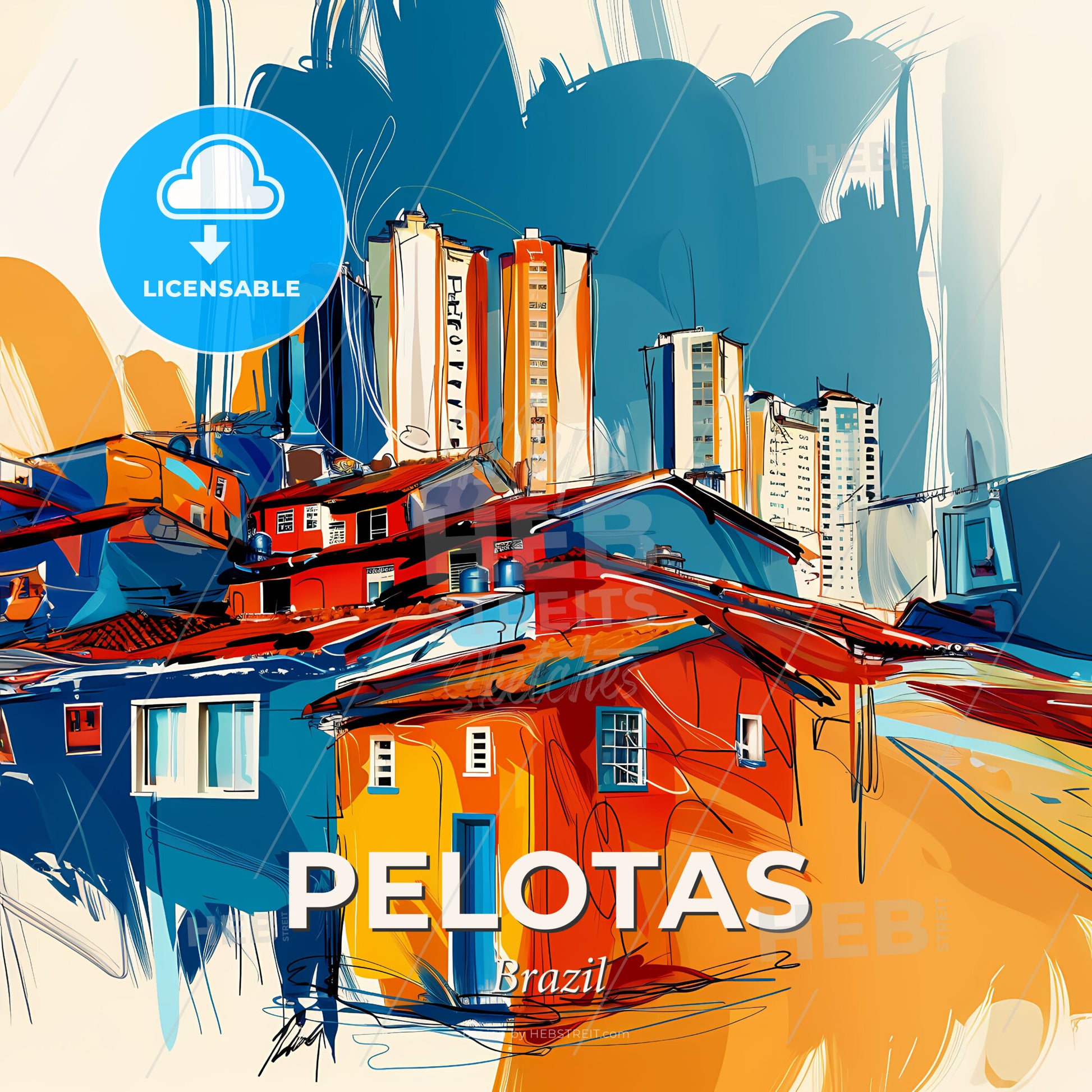 Vibrant Pelotas, Brazil - A Colorful Buildings And Buildings - Square format print template