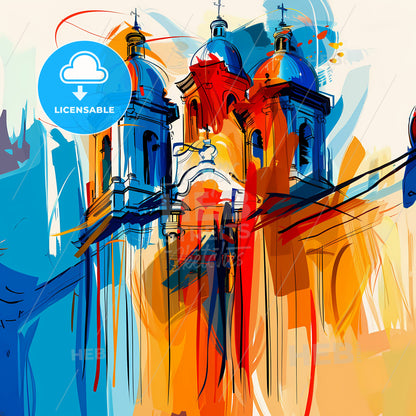 Vibrant Pelotas, Brazil - A Painting Of A Building With Domes