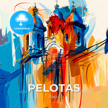 Vibrant Pelotas, Brazil - A Painting Of A Building With Domes - Square format print template