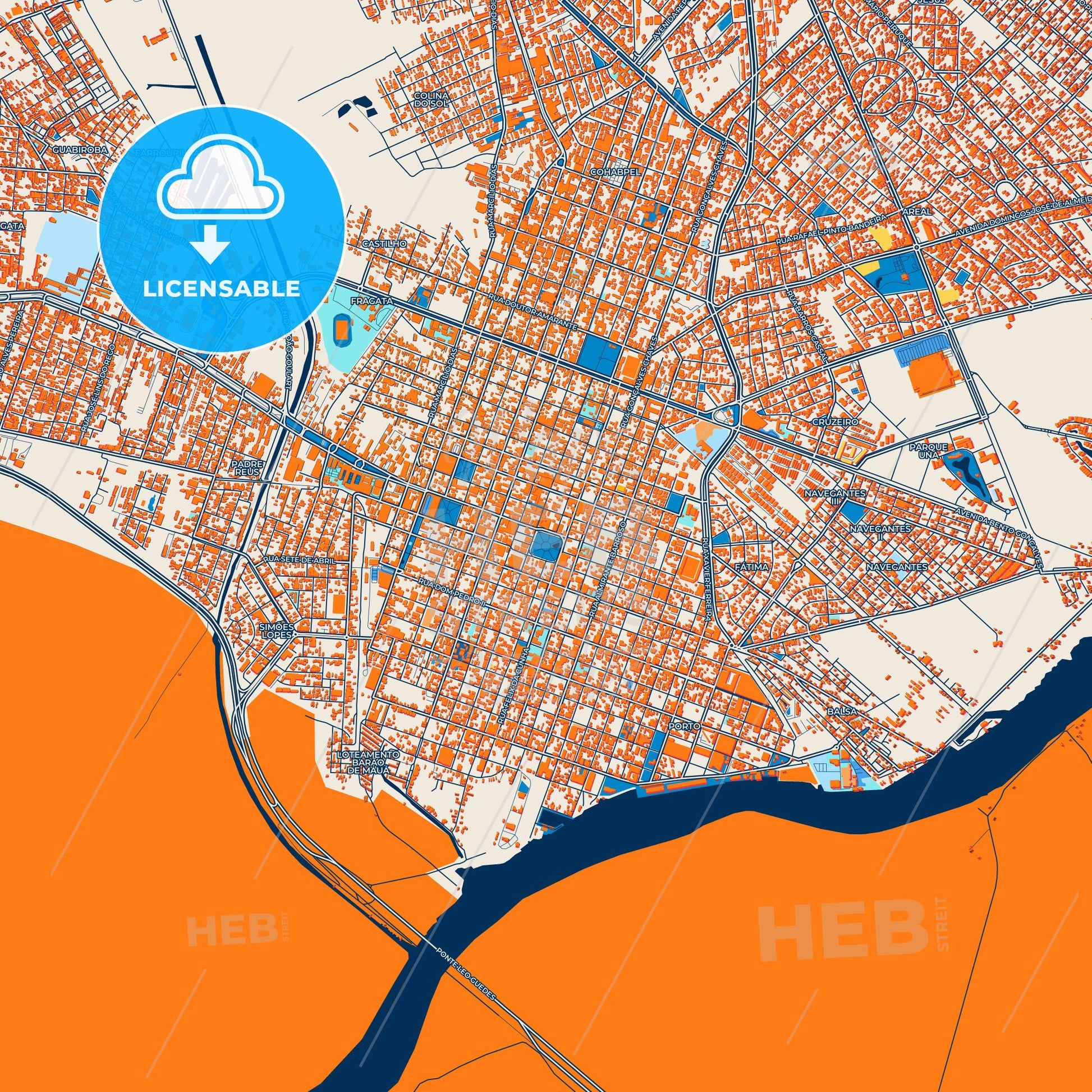 Colorful Pelotas Street Map with Labels and Buildings