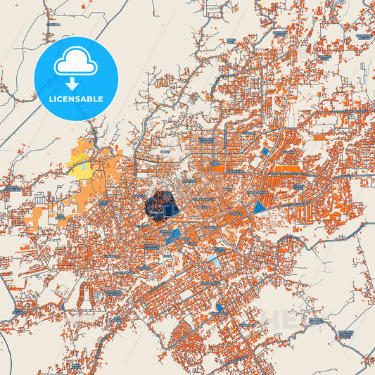 Colorful Pematangsiantar Street Map with Labels and Buildings