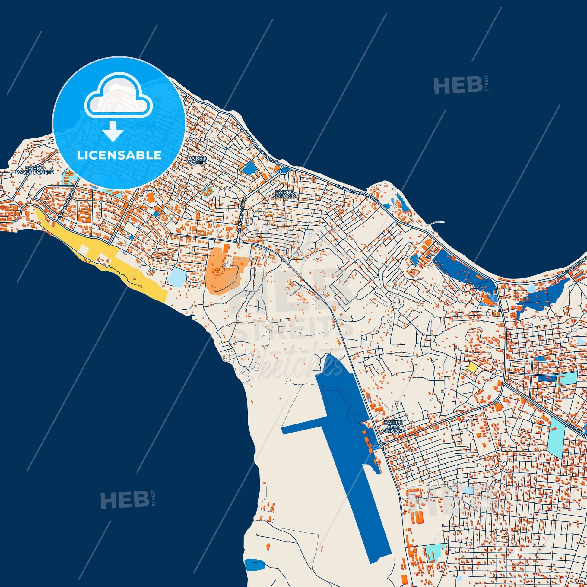 Colorful Pemba Street Map with Labels and Buildings