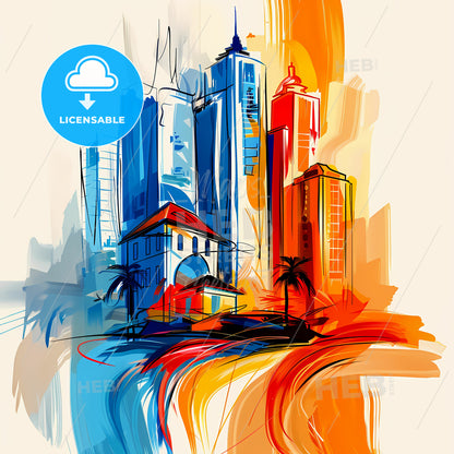 Vibrant Pembroke Pines, Florida - A Painting Of A City