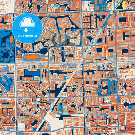 Colorful Pembroke Pines Street Map with Labels and Buildings
