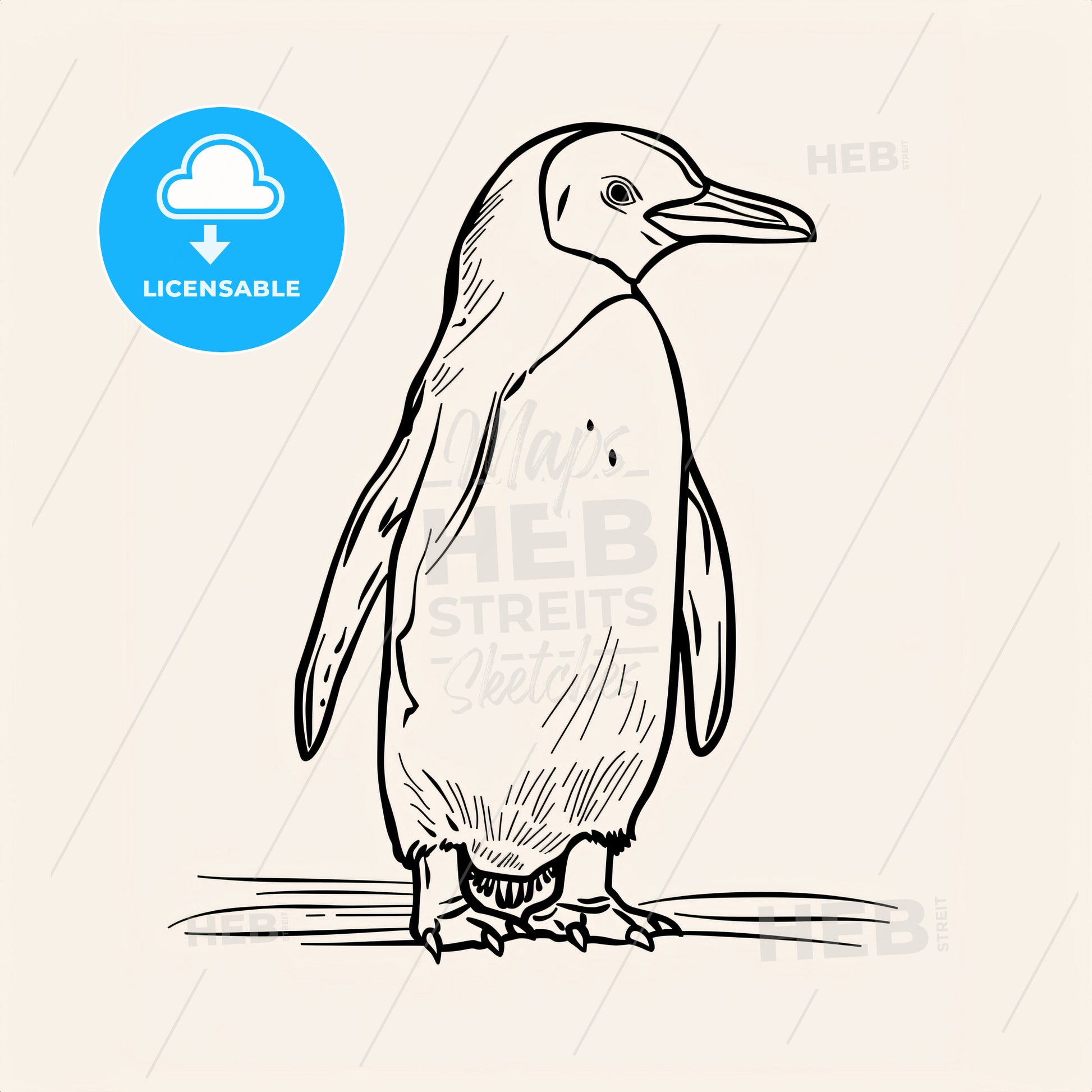 Penguin - A Black And White Drawing Of A Penguin