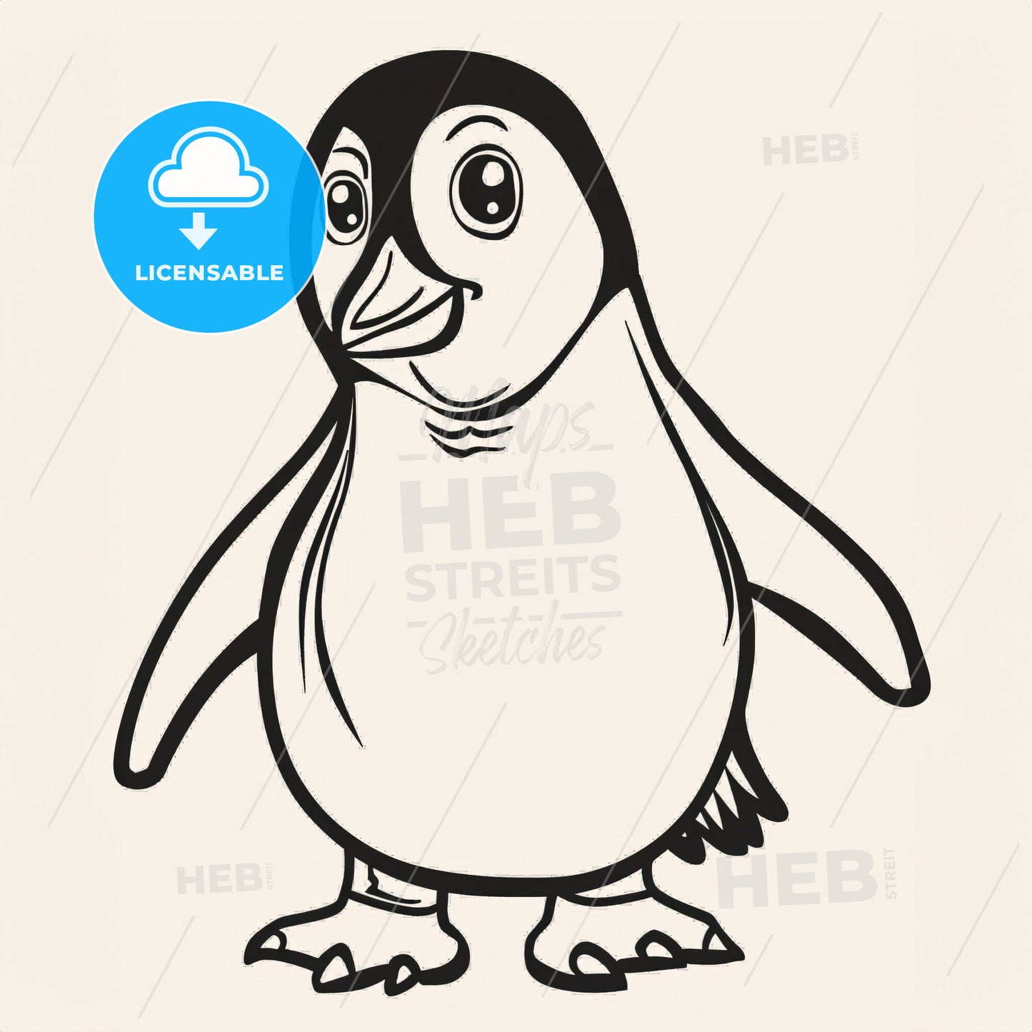 Penguin - A Black And White Drawing Of A Penguin