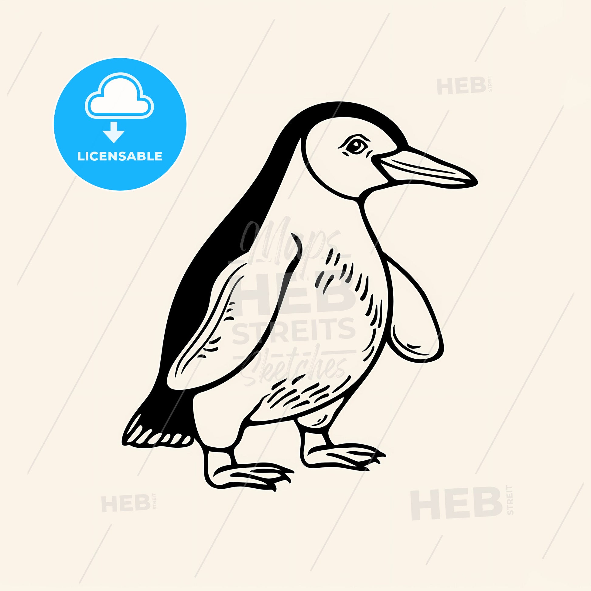 Penguin - A Black And White Drawing Of A Penguin