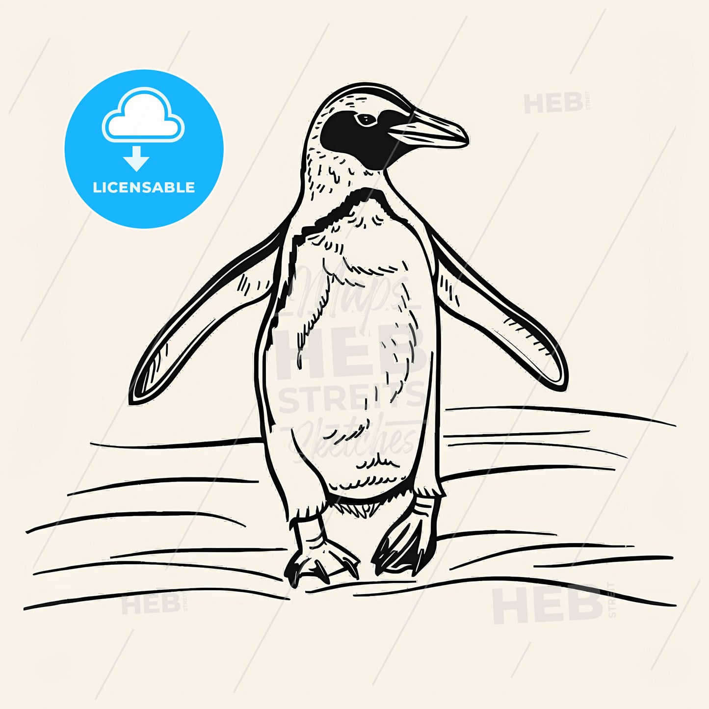 Penguin - A Black And White Drawing Of A Penguin