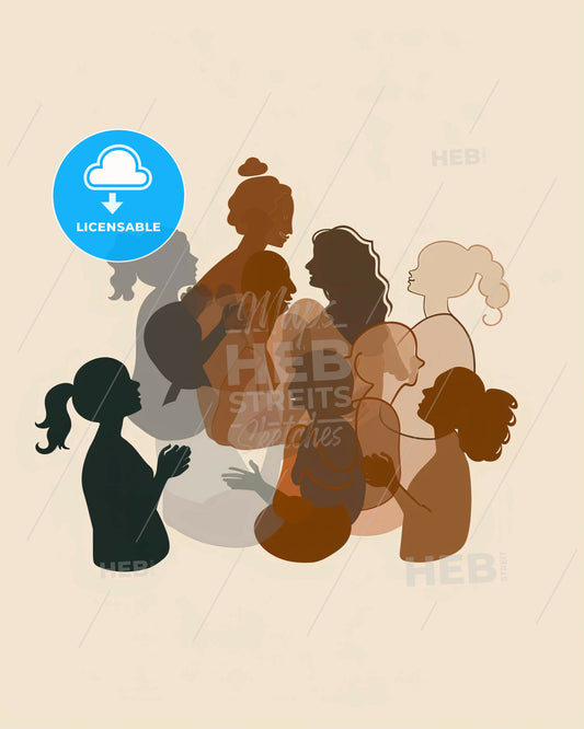 London Crowd in Conversation - A group of women's silhouettes