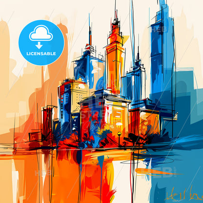 Vibrant Peoria, Arizona - A Colorful Cityscape With Tall Buildings