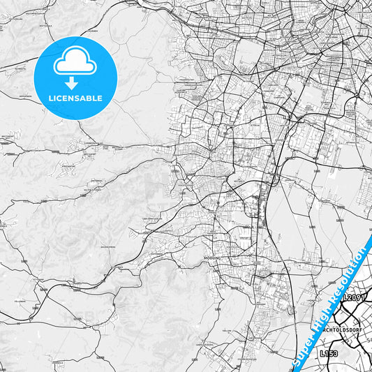 Perchtoldsdorf, Austria light map with streetnames, citynames and districts