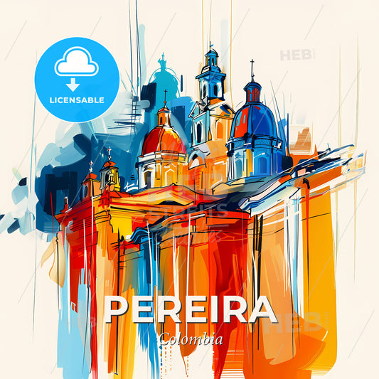Vibrant Pereira, Colombia - A Colorful Building With Domes - Square format print template
