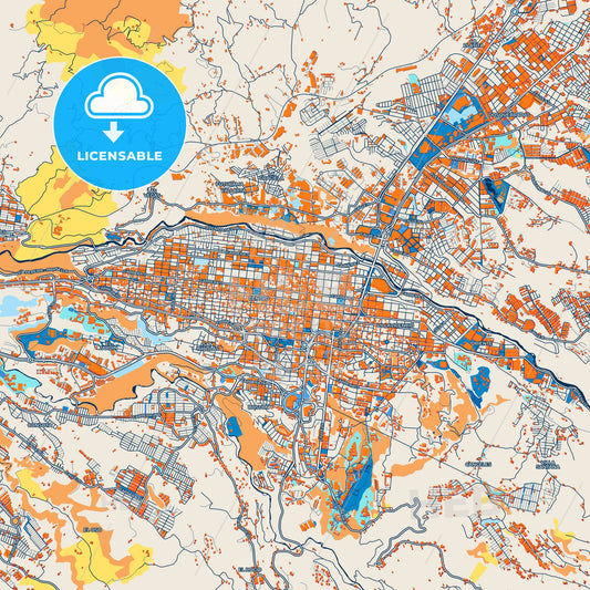 Colorful Pereira Street Map with Labels and Buildings