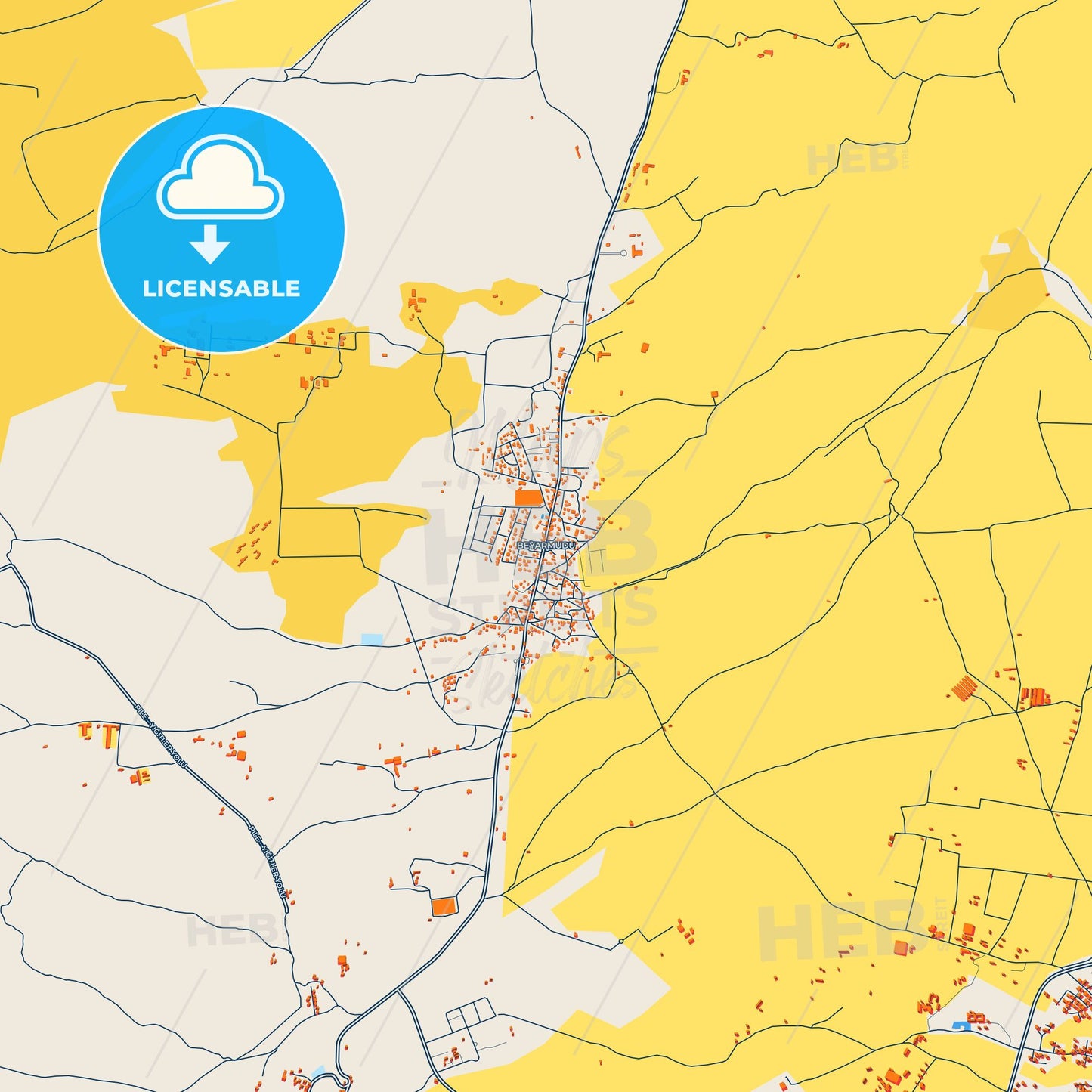Colorful Pérgamos   Street Map with Labels and Buildings