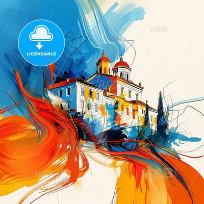 Vibrant Peristeri, Greece - A Painting Of A Building With Colorful Paint