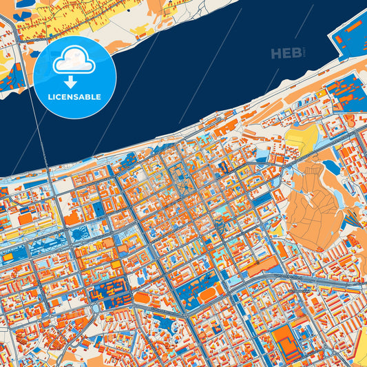 Colorful Perm Street Map with Labels and Buildings