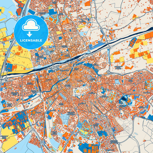 Colorful Perpignan Street Map with Labels and Buildings