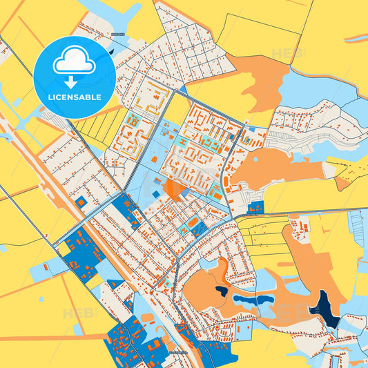 Colorful Pervomaiskyi Street Map with Labels and Buildings