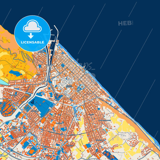 Colorful Pesaro Street Map with Labels and Buildings