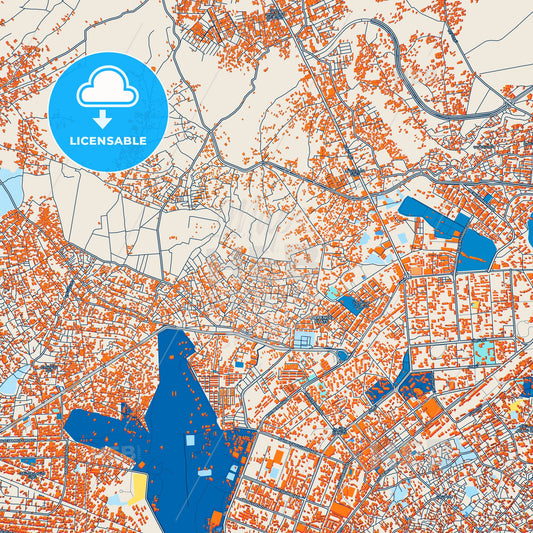 Colorful Peshawar Street Map with Labels and Buildings