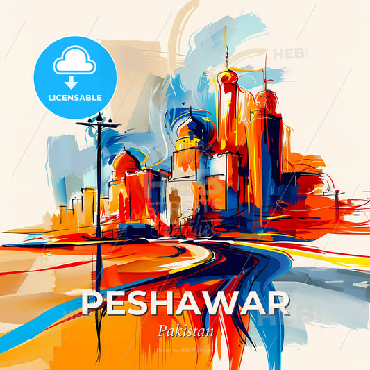 Vibrant Peshawar, Pakistan - A Painting Of A City - Square format print template
