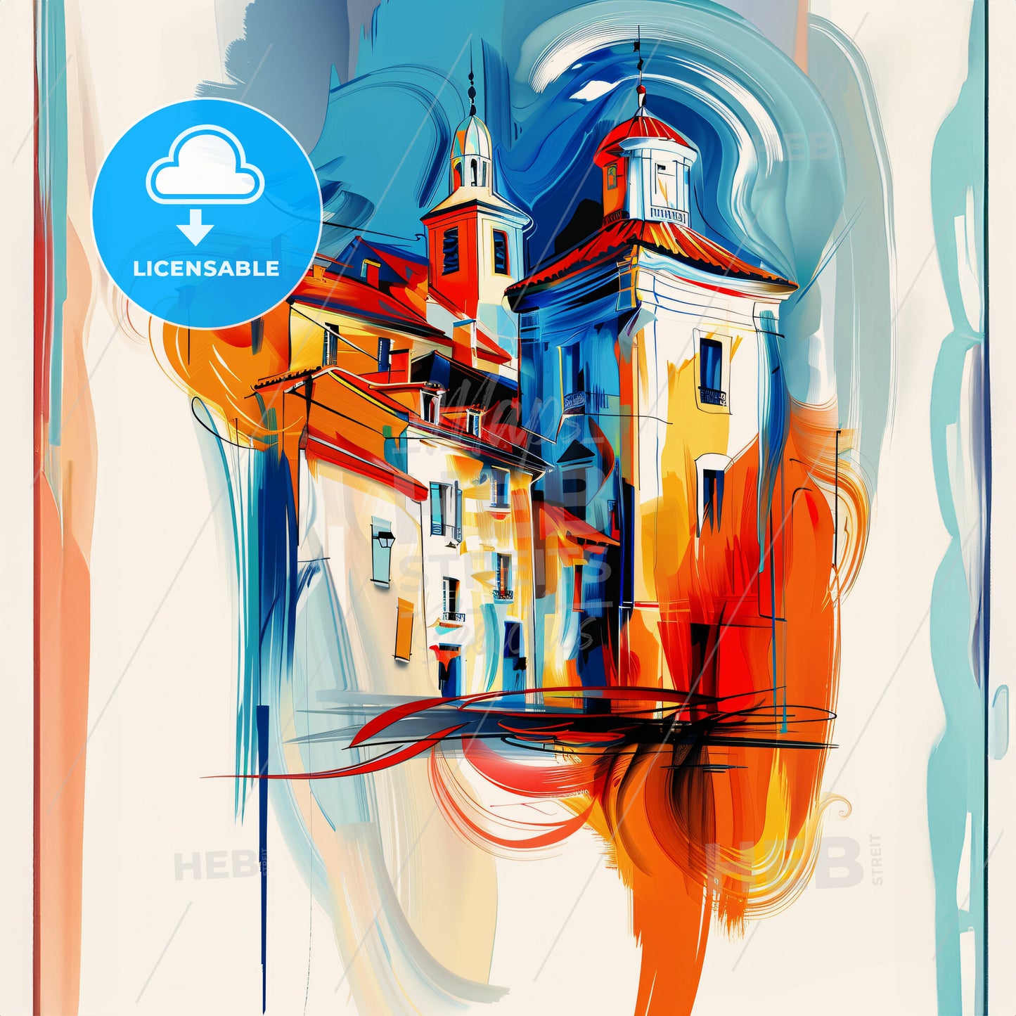 Vibrant Pessac, France - A Painting Of A Building