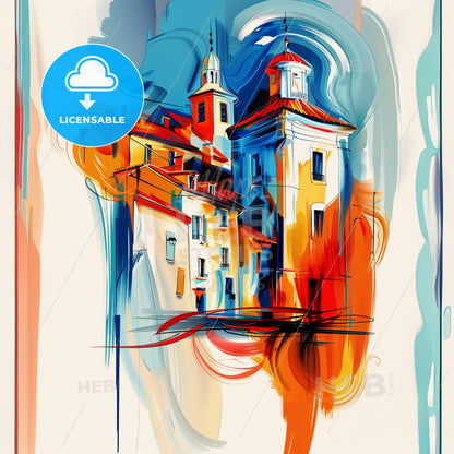 Vibrant Pessac, France - A Painting Of A Building