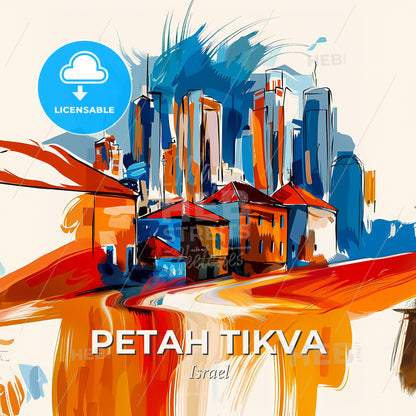 Vibrant Petah Tikva, Israel - A Painting Of A City - Square format print template