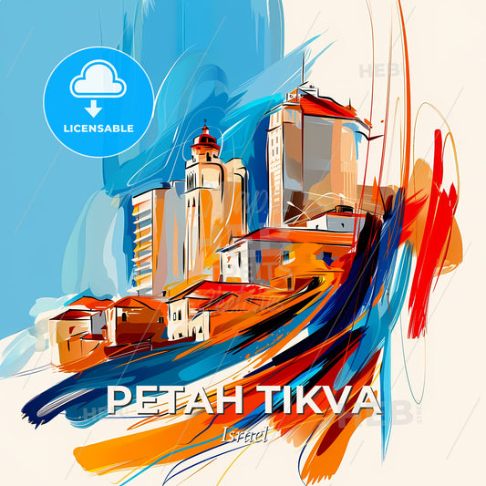 Vibrant Petah Tikva, Israel - A Painting Of A City - Square format print template
