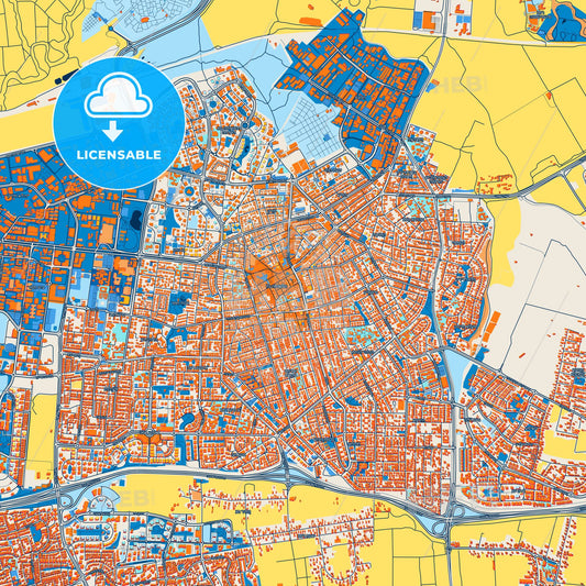 Colorful Petah Tikva Street Map with Labels and Buildings