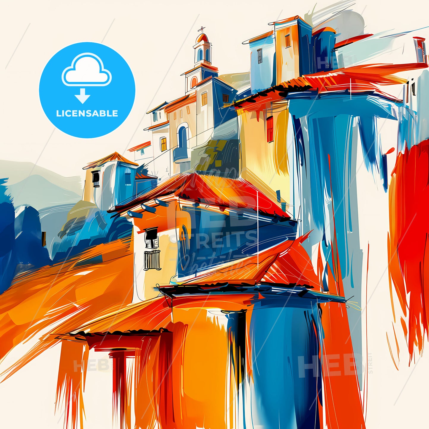 Vibrant Petare, Venezuela - A Painting Of Buildings On A Hill