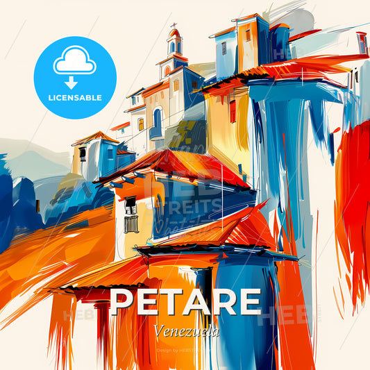 Vibrant Petare, Venezuela - A Painting Of Buildings On A Hill - Square format print template