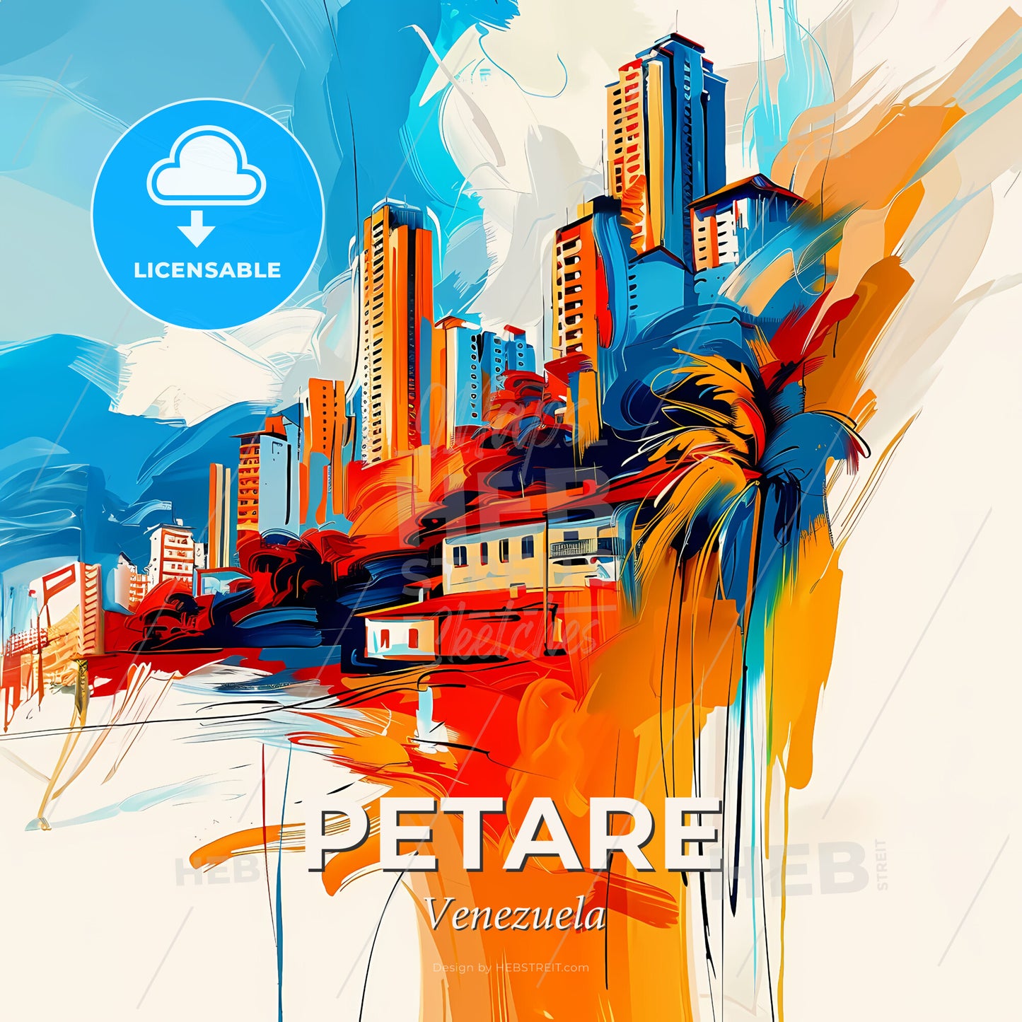 Vibrant Petare, Venezuela - A Painting Of A City - Square format print template