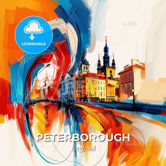 Vibrant Peterborough, England - A Colorful Painting Of A Building - Square format print template