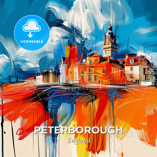 Vibrant Peterborough, England - A Painting Of A City - Square format print template