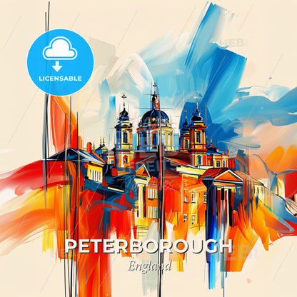 Vibrant Peterborough, England - A Painting Of A Building - Square format print template