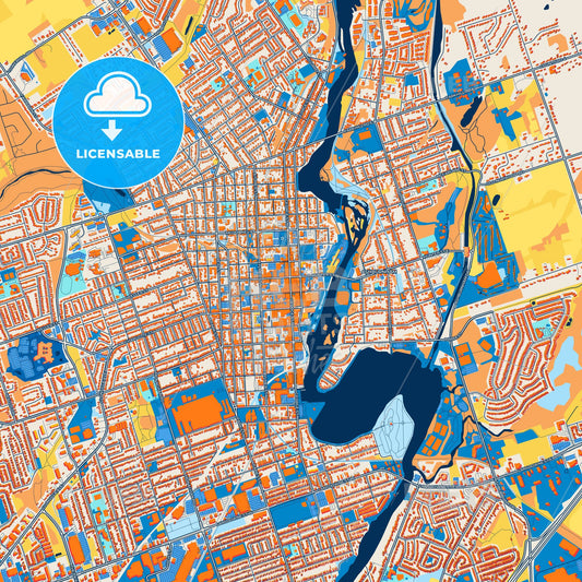 Colorful Peterborough Street Map with Labels and Buildings