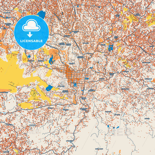 Colorful Pétion-Ville Street Map with Labels and Buildings