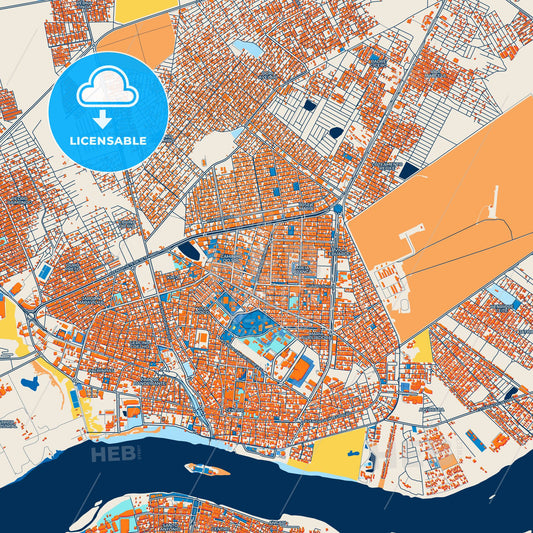 Colorful Petrolina Street Map with Labels and Buildings